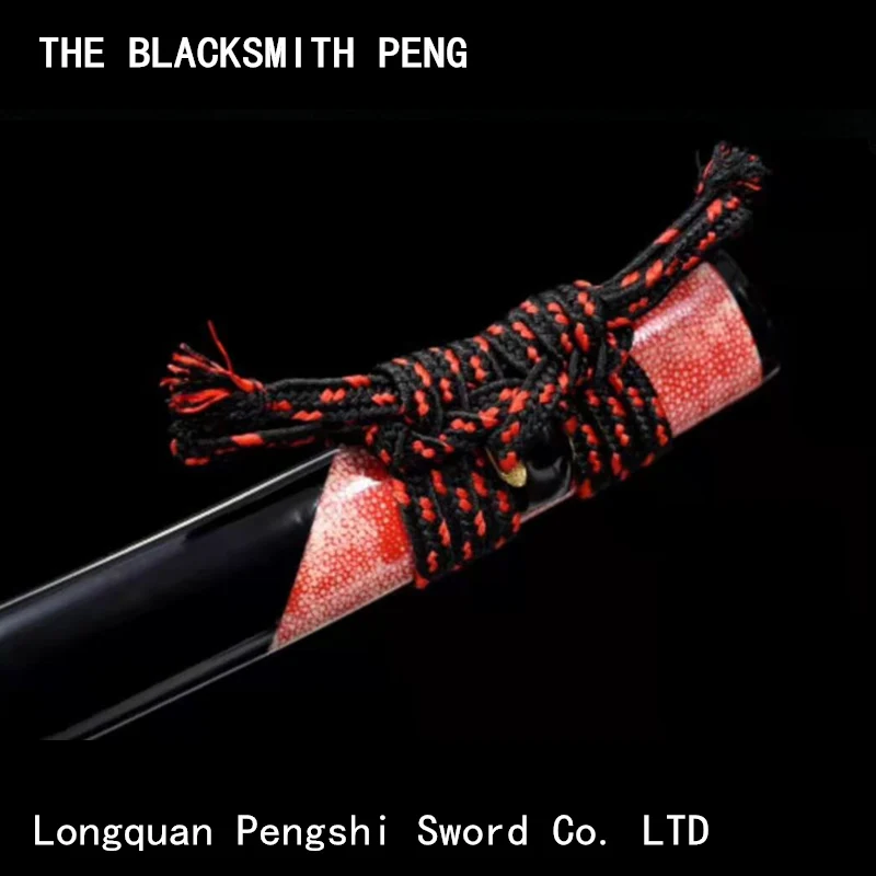 

Longxing world Damascus handmade from steel samurai sword/Half wrapped fish skin and ox horn gilt silver decoration/wakizashi