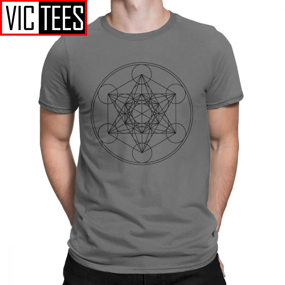 

Metatrons Cube Flower Of Life T Shirt Men's Cotton Crazy T-Shirt Sacred Geometry Magic Mandala Tee Short Sleeve Tops Gift Idea