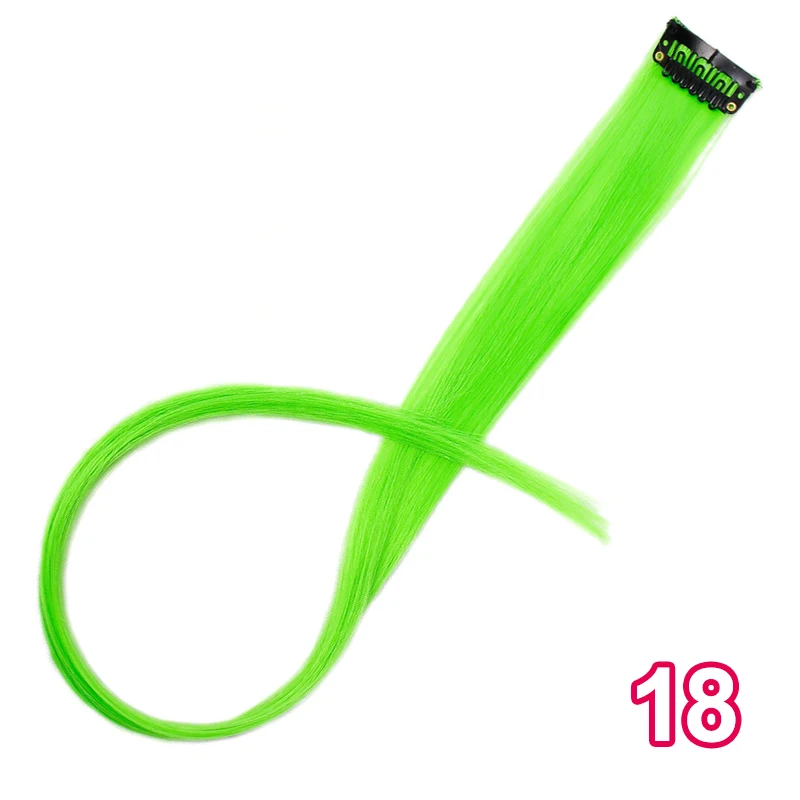 18 AISIBEAUTY, волосы для наращивания на одной клипсе, Длинные прямые, цвета радуги, синтетические волосы для наращивания, Омбре, серый, блонд, розовый - Цвет: 18