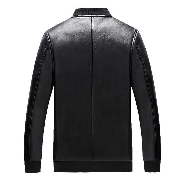 Куртка мужская из искусственной кожи с воротником-стойкой и длинным рукавом