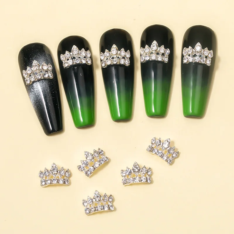 10 шт./упак. аксессуары для дизайна ногтей Подвески Роскошная 3D Корона Серебряный