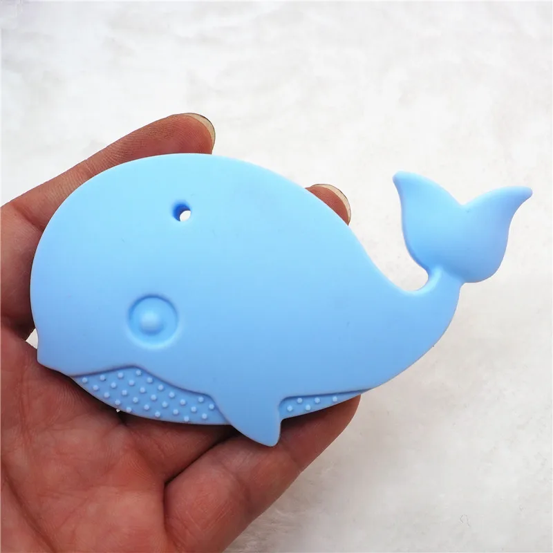 Chenkai 50PCS Silicone Whale Teether DIY Animal Baby Shower Pacifier Dummy Teething Chewing Pendant Nursing  Jewelry Sensory Toy
