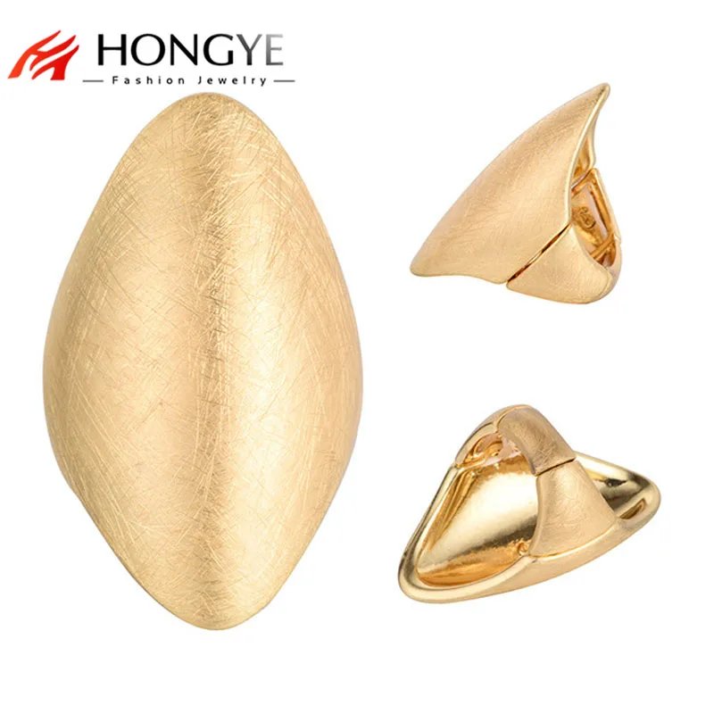 

HONGYE Statement Punk Bagues Big Oval Wire Drawing Mens Rings Adjustable Simple Polish Women Unisex Jewelry