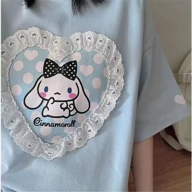 Limiguyue свободные кружевные футболки с коричным кружевом женские Harajuku футболка