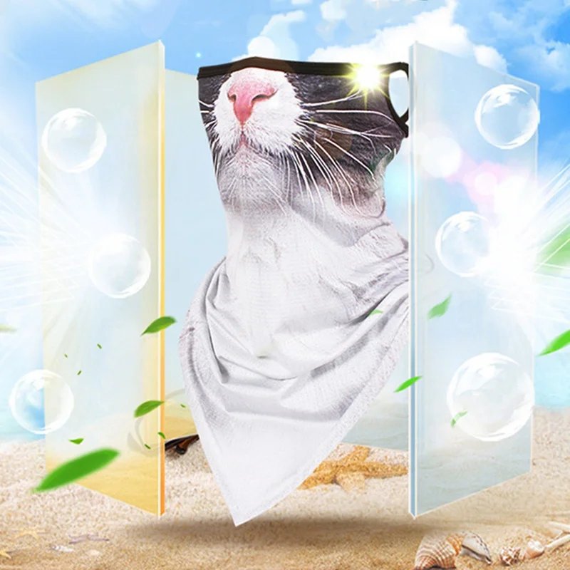 Полумаска для лица с 3D рисунком животных дышащая ветрозащитная треугольная