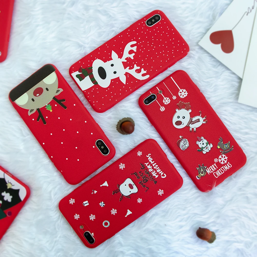 Matte Silicone Case For Huawei Y6 Y7 Pro P8 P9 P10 P20 P30 Pro Mate 20 Lite For Honor 8X 7A 9 Lite 10 Play Christmas Cover