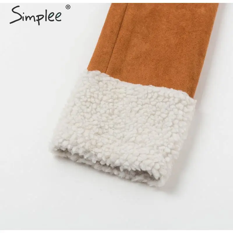 Simplee винтажные коричневый осенние пальто замшевые лоскутные изделия