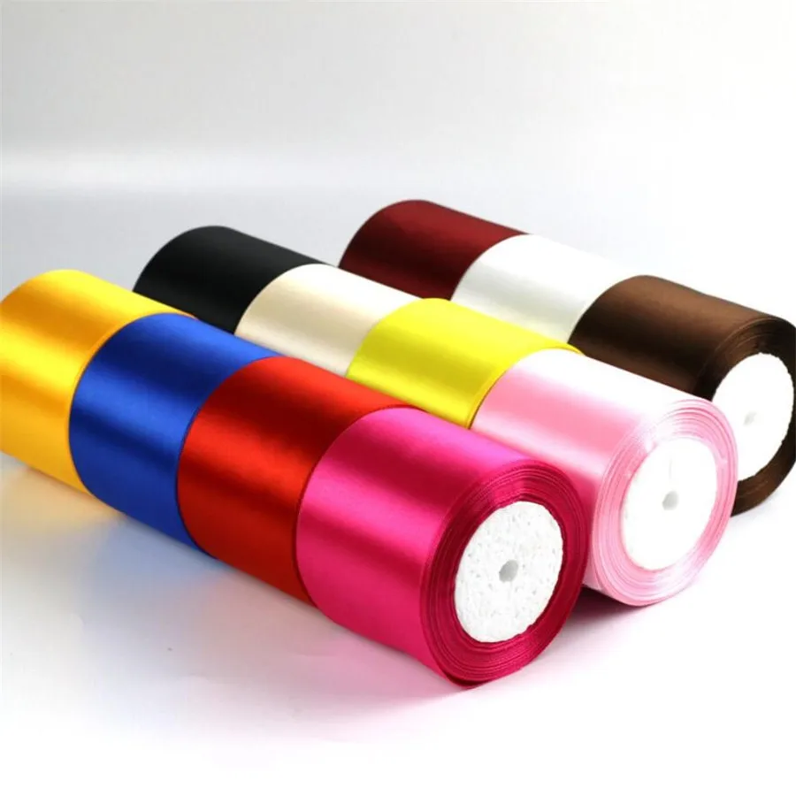 

3-дюймовая, 75 мм, Полиэстеровая односторонняя атласная лента для украшения вечеринки, свадьбы, розы ручной работы, обертка для подарочной коробки, 25 ярдов рулона