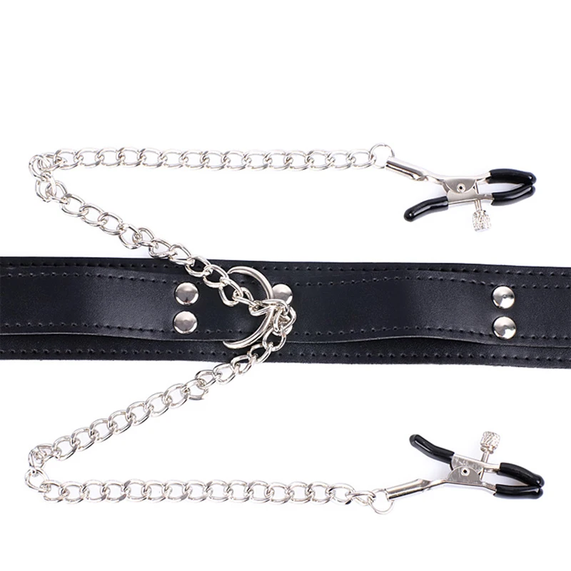 

BDSM Bondage Restraint Fetish Collar Chain Collars Collocation Nipple Clamps Sex Toys For Women Adult Games Exotic Accessories