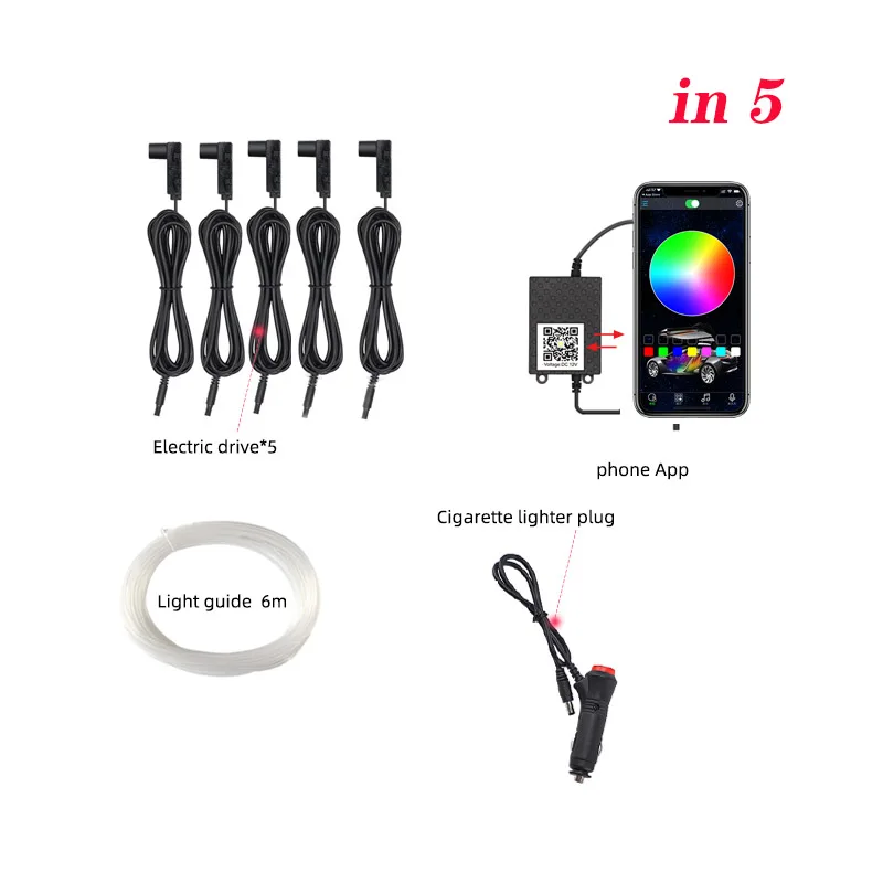 

RGB APP Sound Control 12V Auto Decorative Light Ambient Light Car Interior Atmosphere Light EL Wire Rgb Neon Lamp Car Backlight