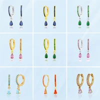 2021 korean summer fashion earrings for women piercing colorful crystal drop earrings stainless steel fine party wedding jewelry