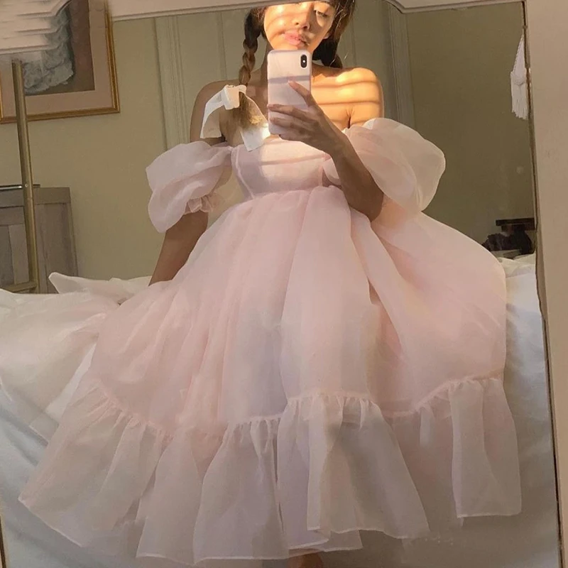 

Женское вечернее платье JONANY, короткое фатиновое платье принцессы с вырезом лодочкой и пышными рукавами, бальное платье