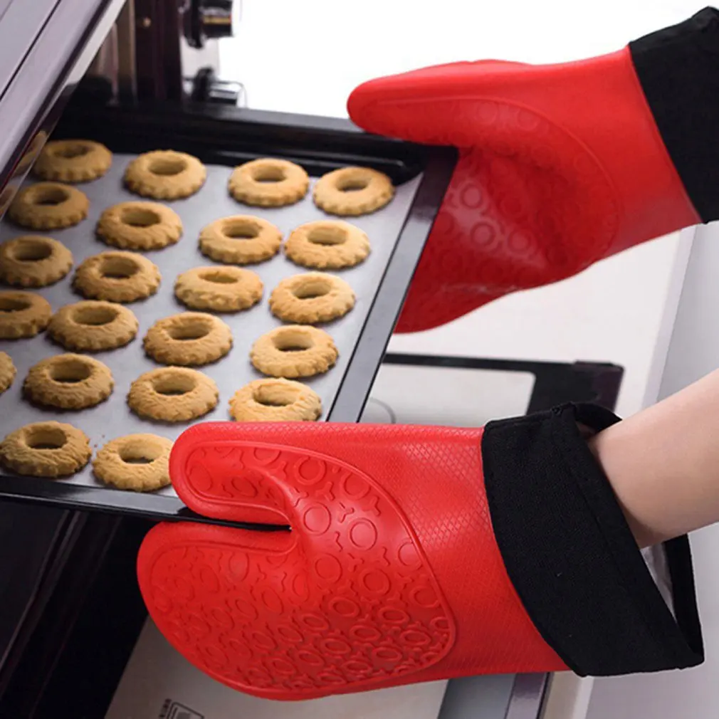

Silicone Heat Resistant Oven Gloves Thickened Insulating Gloves Insulation For Kitchen Baking And Cooking