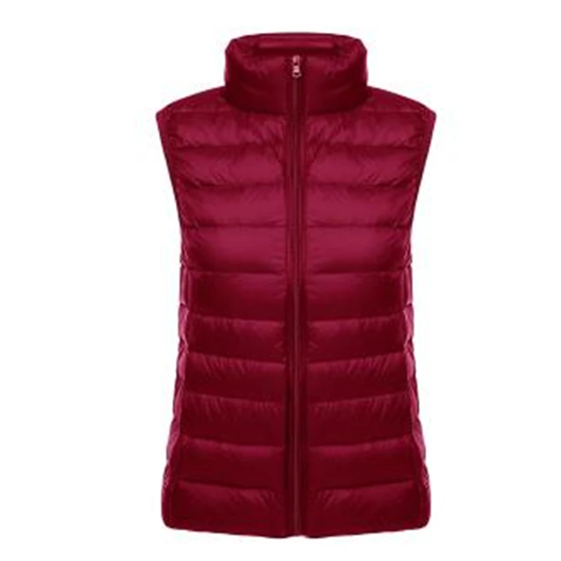 Женская Осенняя однотонная парка с капюшоном без рукавов 93% пух женская теплая