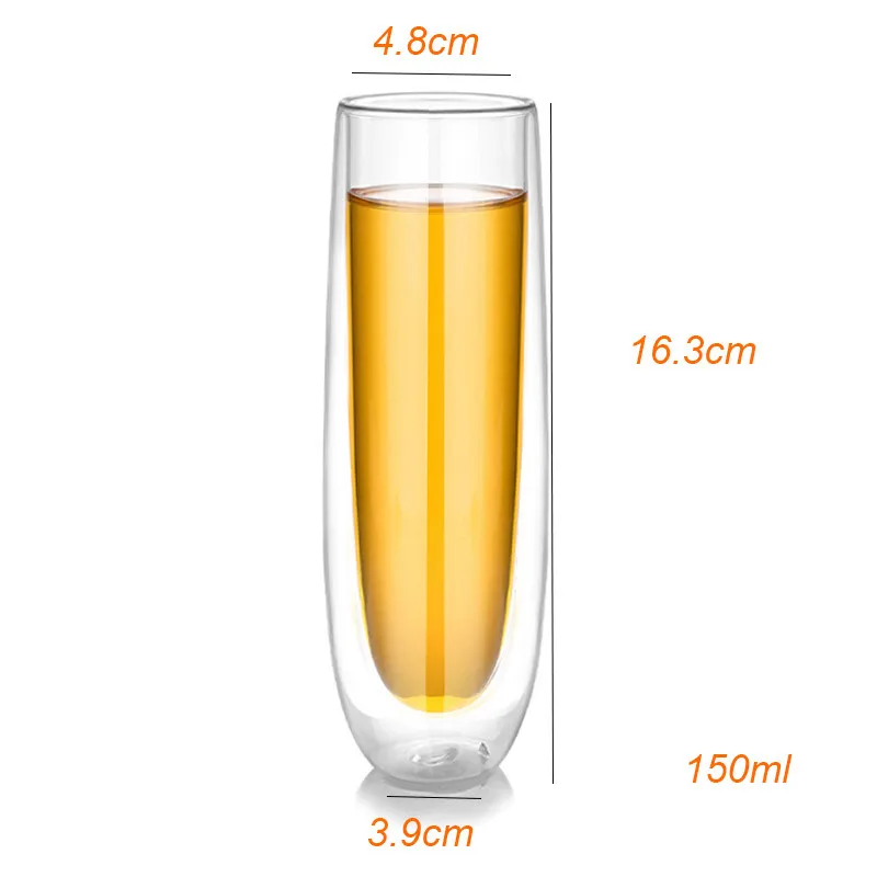 

Double Wall Glass Cup Transparent Tea Coffee Mug Ice Beer Cup Heat Resistant Insulated Glass Cup Creative Mug for Milk Juice