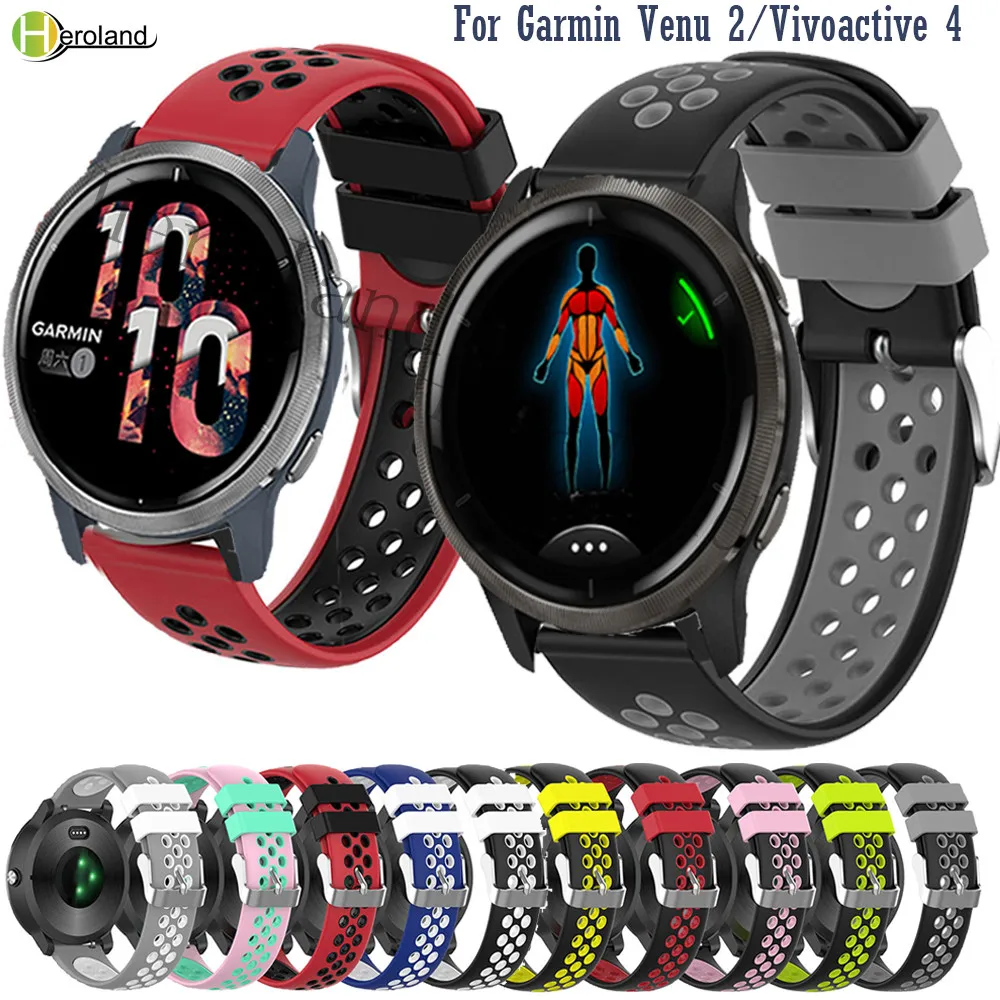 

18mm 22mm Watch strap band For Garmin Vivoactive 4 4S smart Silicoe Wristband 22mm For Garmin Venu 2 / Venu 2S Bracelet Belt new