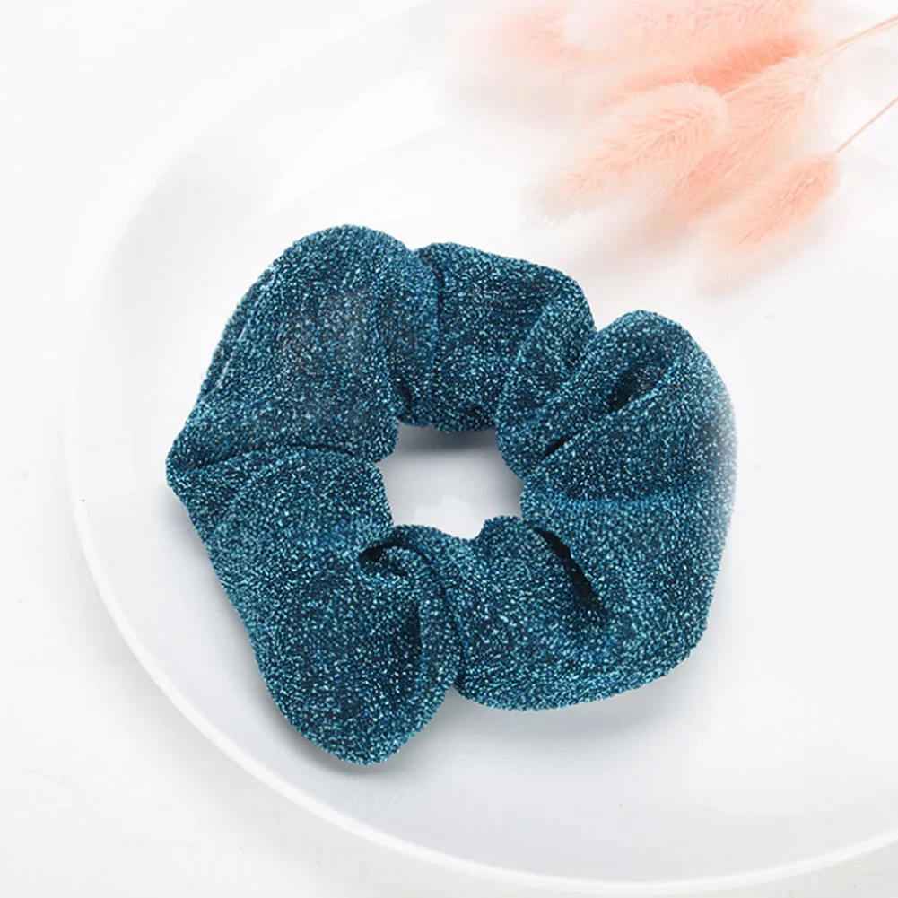 Женская Блестящая резинка для волос золотого и серебряного цвета эластичная