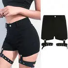 Женские шорты в готическом стиле, однотонные шорты в стиле панк с высокой талией, подвязками и металлической пряжкой, Повседневная Клубная уличная одежда, лето 2020