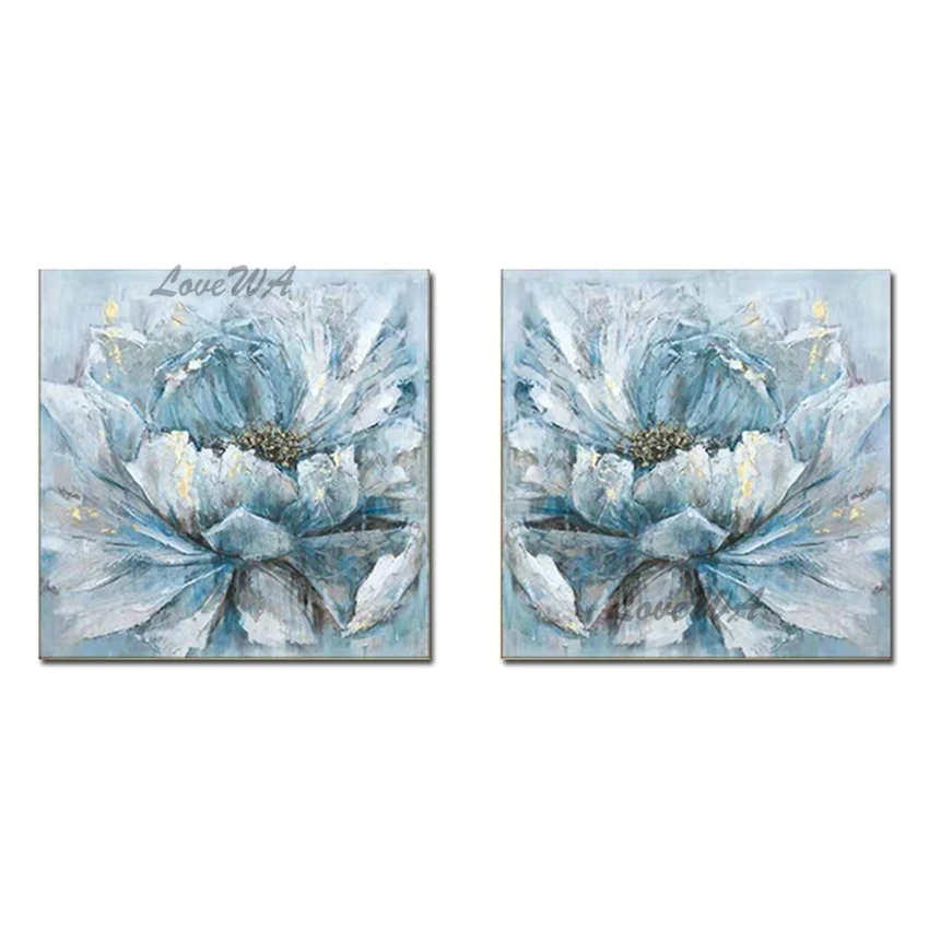 

Абстрактная картина маслом ручной работы из 2 частей с цветами, холст, настенные картины, спальня, украшение для дома, картины с цветами без р...