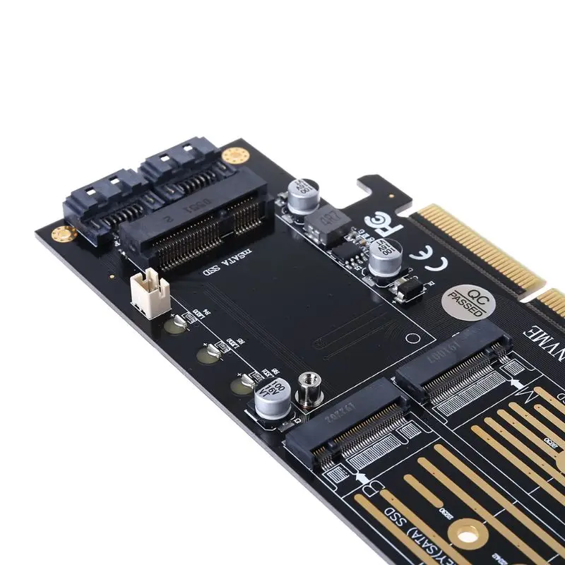 Адаптер PCI-E 3 0 X16 на M.2 SSD PCIE M2 Raiser M Key B mSATA 2 x 7Pin SATA порт NVME AHCI в 1 переходная карта |