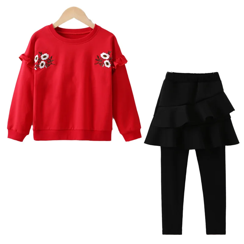 

Embroidery Spring Autumn Children Clothes Baby Girls Sweatshirts+ Pants Kids Teenagers Tracksuit Sport Suits Outwear High Qualit