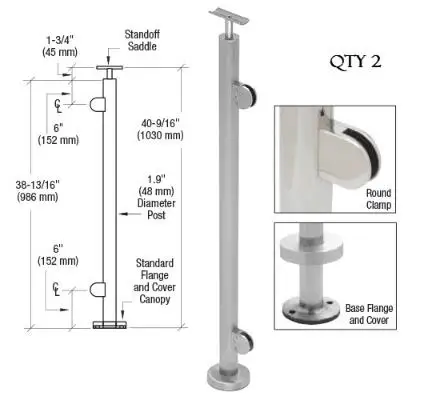 Бесплатная доставка 1050 мм 304 # сатин готовый квадратный зажим для стекла с круглой