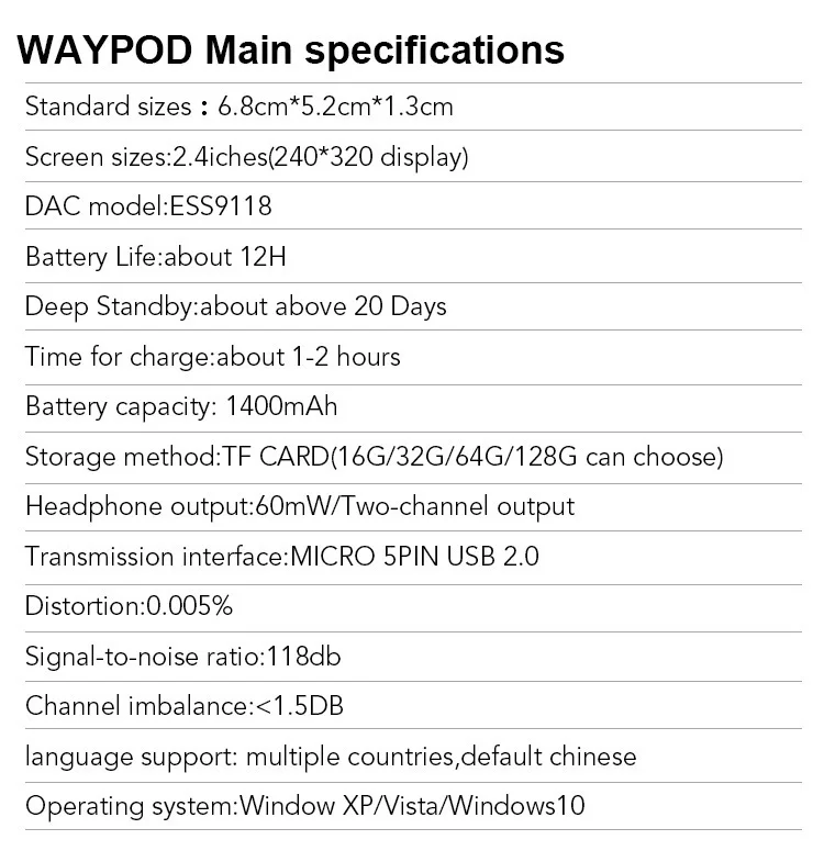 MissAudio Waypod D6 ESS9118 DAC портативный музыкальный плеер без потерь мини Hi-Res HIFI DAP MP3 DSD128 DSD256