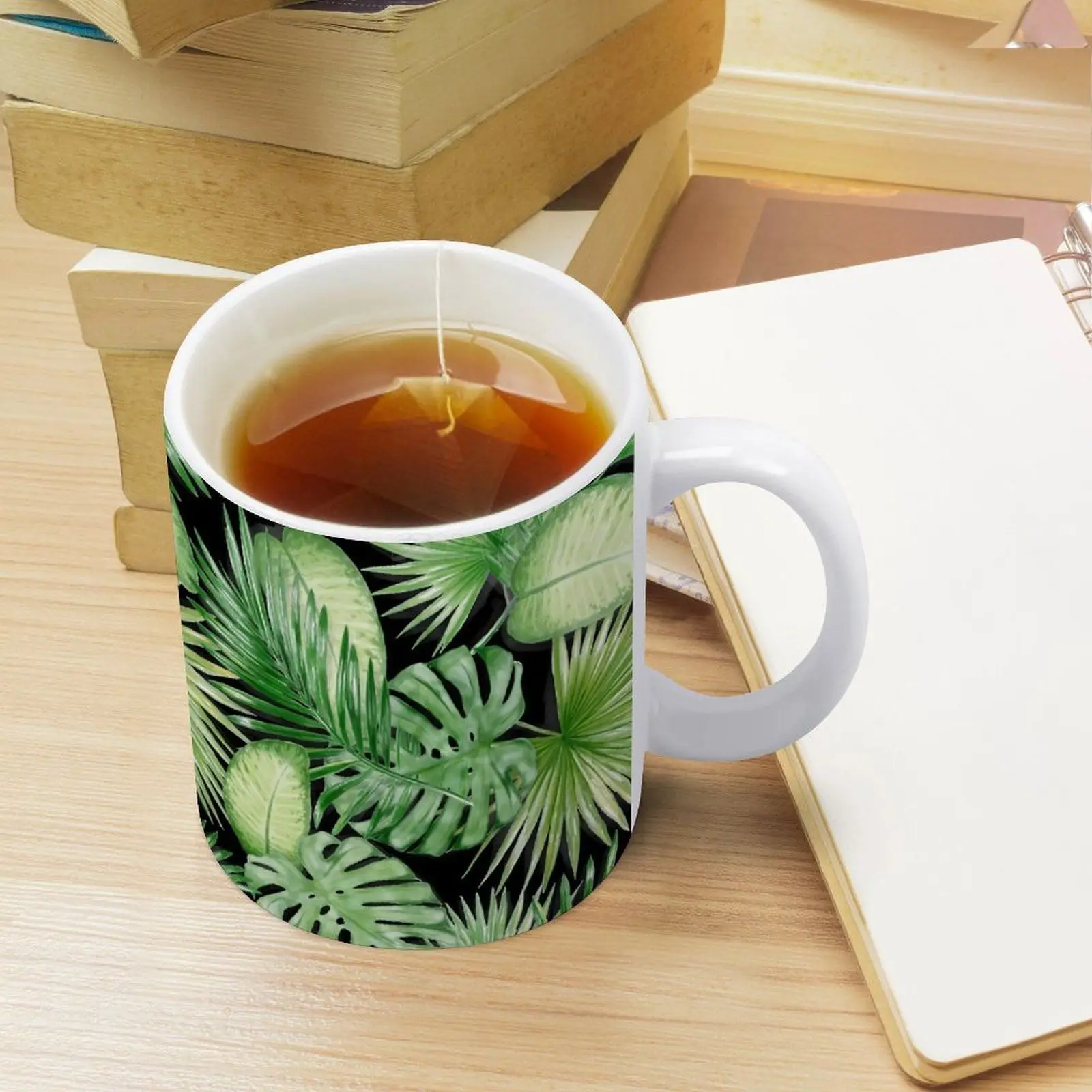 Кружка водная с экзотическим Рисунком Листьев белая кружка принтом кофейная