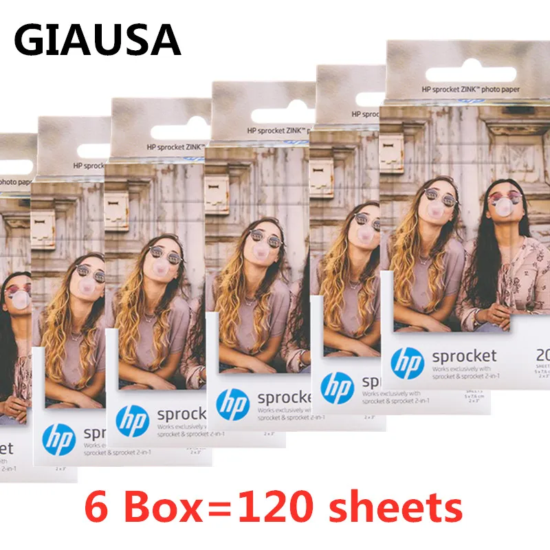 GIAUSA 6 коробок (120 листов) для HP Звездочка фотобумага 2x3 мини Карманный фотопринтер