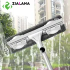 Швабра для мытья окон с длинной ручкой, скребок для стекол с вращающейся головкой и тканевым резиновым стеклом