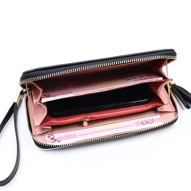 

2020 Leather Women Wallet Tassel Long Wallets Fashion Wallet Female Girls Phone Pocket Purse Card Holder Long Clutch Coin Purse