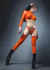 Модный красивый латексный костюм кошки, облегающая одежда, высококачественный костюм для вечеринки, оранжевый прозрачный комбинезон, размеры xs-xxl
