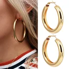 Новинка 2020, минималистичные золотые металлические большие круглые геометрические серьги-кольца для женщин и девушек, бижутерия для свадебной вечеринки