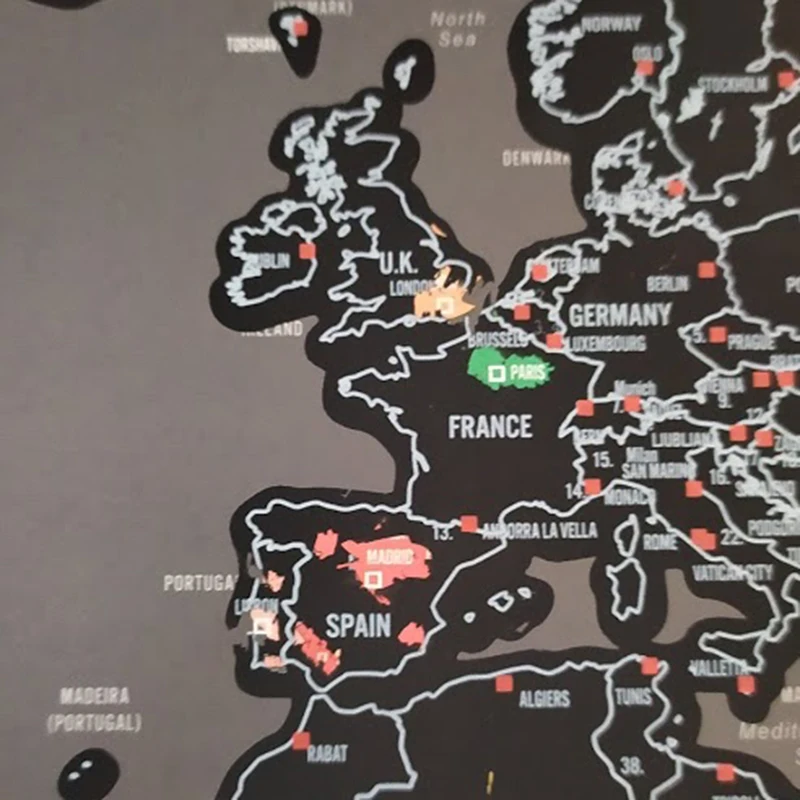 Скретч Карта Золотая фольга черная путешествия мир скретч от фольги слой