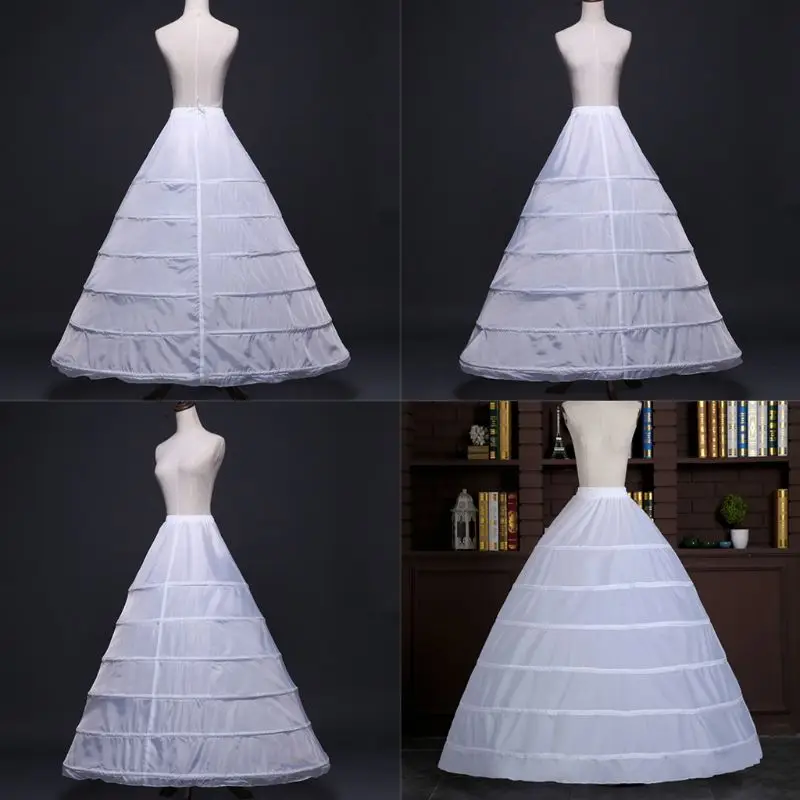 

Women Full Shape 6 Hoop Skirt Ball Gown Petticoat Floor Length Underskirt Slip for Bridal Wedding Dress Adjustable Elastic Waist