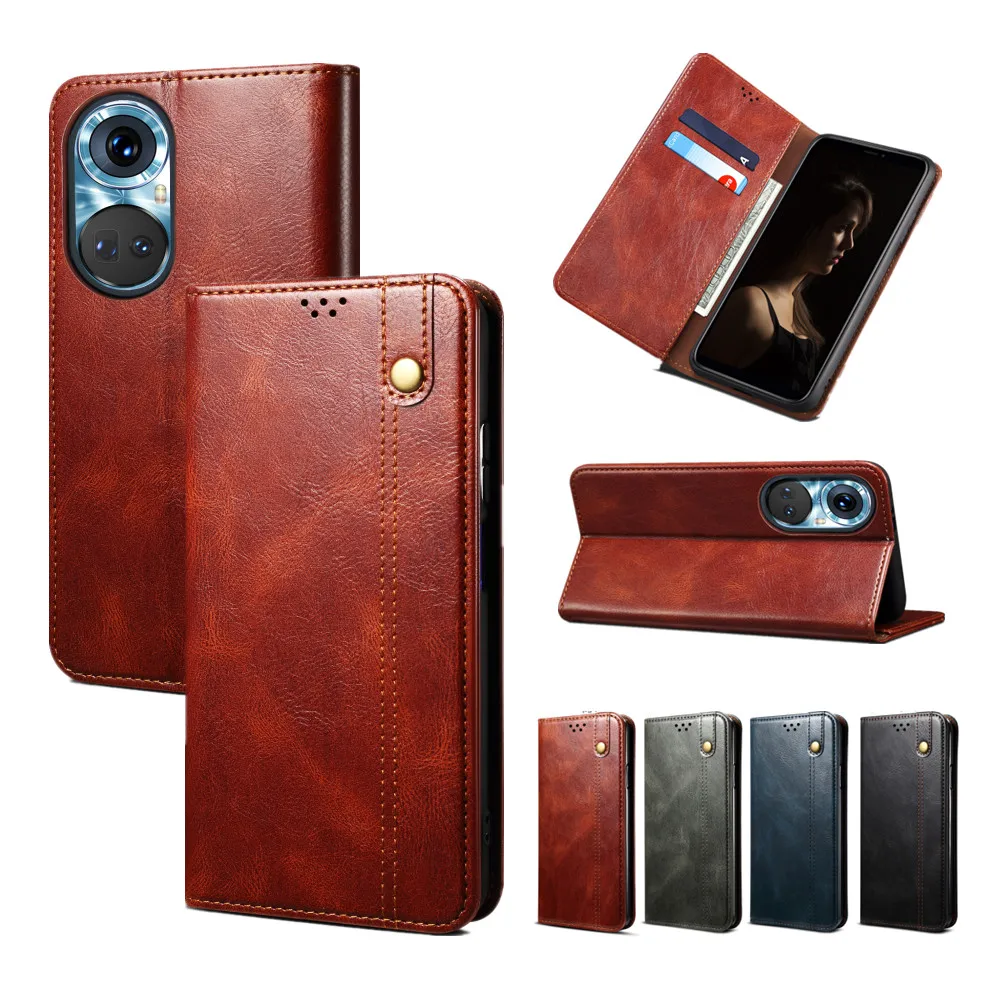 Classic Honor 50 Pu Leather Case For Men Huawei P50 Pro Flip Wallet Phone Cover Magnetic Protection 