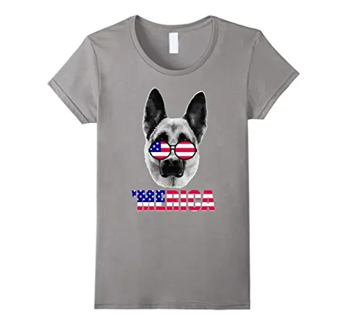 Забавная Мужская футболка с немецким Шепардом Merica черная хлопковая коротким