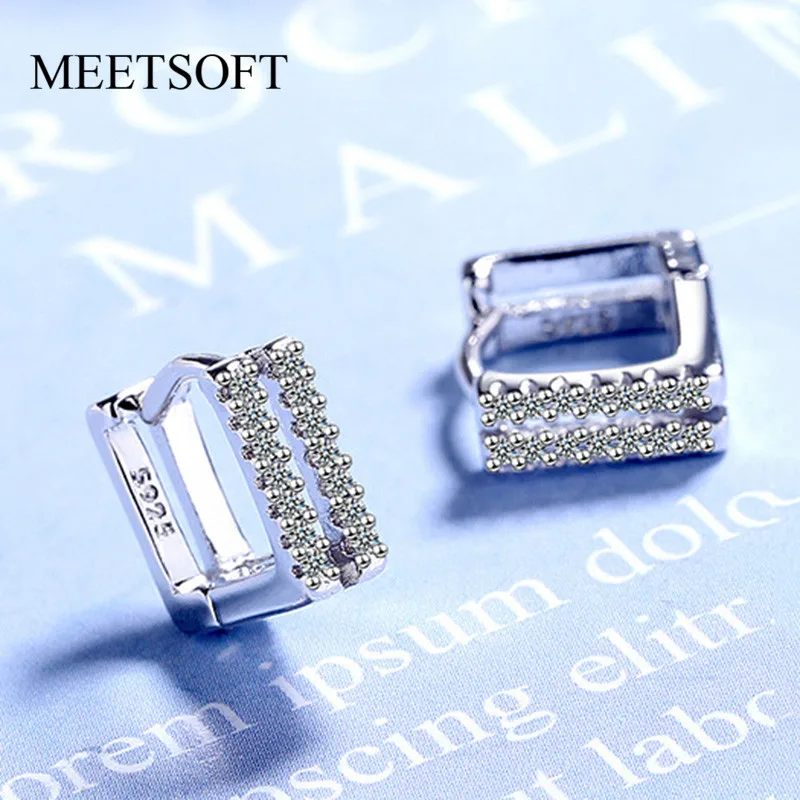 Женские серьги-кольца MEETSOFT из стерлингового серебра модные дизайнерские