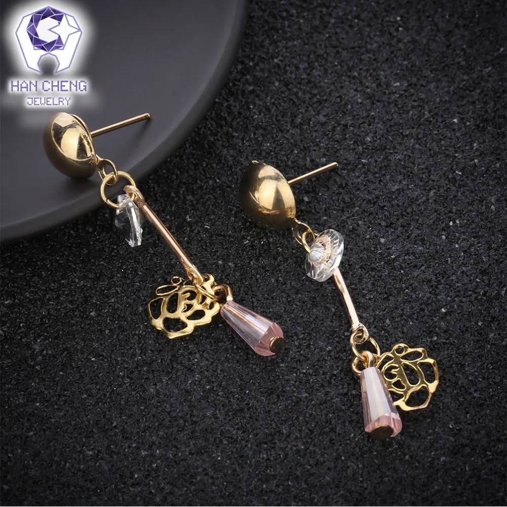 Новые модные висячие серьги HanCheng с золотым цветком подвесками бусинами и