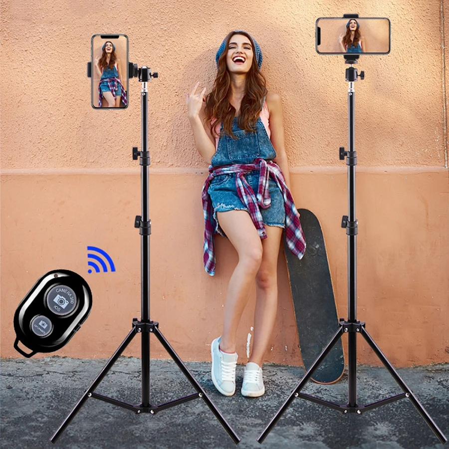 Aluminum Tripod With Bluetooth For iphone Gopro Xiaomi Huawei Cell Phone Live Photography Selfie Tripod For Tiktok Vlog Camera