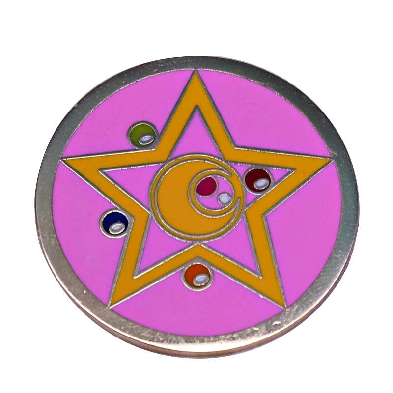 Пятиконечная звезда Луна эмалированная булавка круглый значок для коллекции