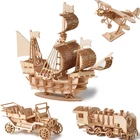 Деревянная 3D-головоломка, модель сделай сам, механические игрушки ручной работы для детей и взрослых, набор моделей для сборки, модель корабля, поезда, самолета, животного