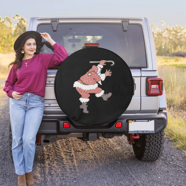 Рождественская крышка Санта-Клаус-запасная для шин Jeep Wrangler Liberty 2021 Bronco RV