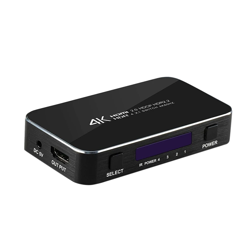 HDMI коммутатор 4K60Hz 4 в 1 с пультом дистанционного управления Поддержка HDCP 2 4K x 2K 3D
