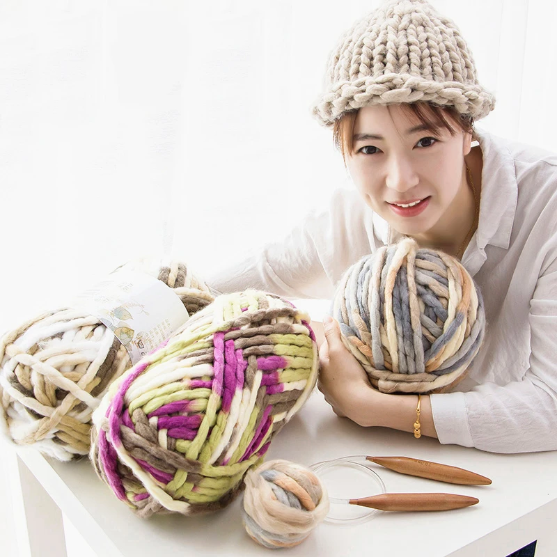 500 г/шар смешанные цвета специальные перчатки из грубой пряжи Толстая большая