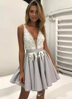 2019 spaghetti straps short homecoming dresses backless lace applique with ruched satin short prom gowns cocktail party dresses