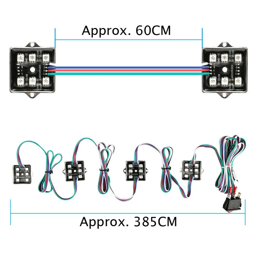 48 шт. светодиодная вспышка светильник 5050SMD Rgb Цвет светодиодный Универсальный