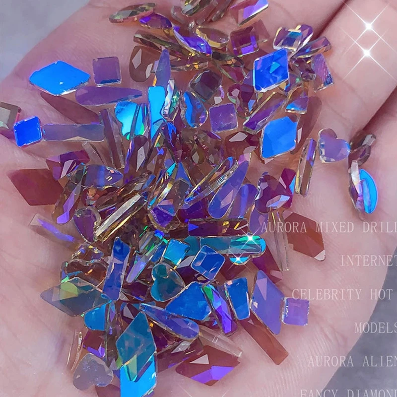 

Mixed Shape 100pcs 3D Nail Art Rhinestones Flatback Glass Nail Stones Decor for DIY Decoration Accessories