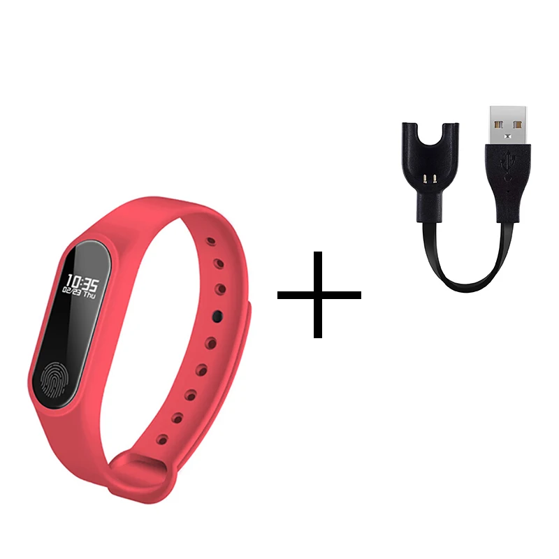 red New M2 smart fashion sports watch fitness running tracker bracelet step blood pressure monitor with men and women children - Цвет: red