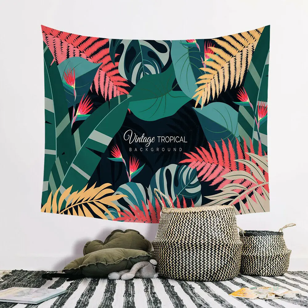 

Tropical Leaves Flower Printed Wall Hanging Tapestry Wall Table Cloth
